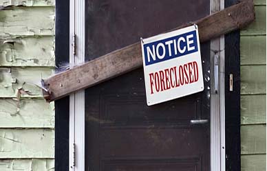 door blocked with eviction notice